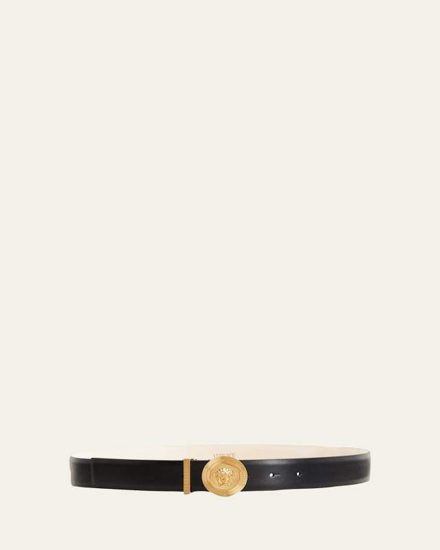 Medusa Coin Leather Belt